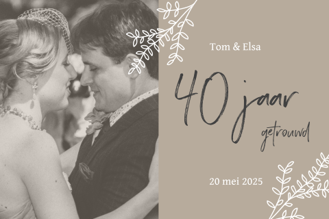 Enkele jubileumkaart voor 40 jaar met eigen foto